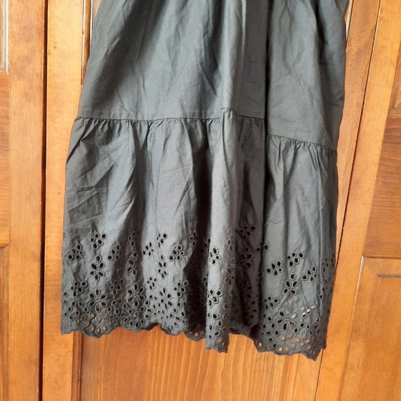 🛍 NWT GAP Flutter Sleeve Eyelet Mini Dress black smocked top size large petite - Picture 9 of 16